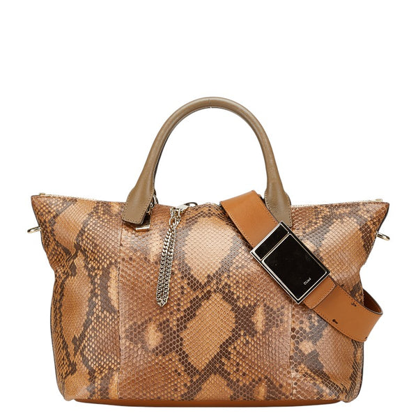 クロエ ハンドバッグ ショルダーバッグ 2WAY ブラウン レザー パイソン レディース Chloe 【中古】