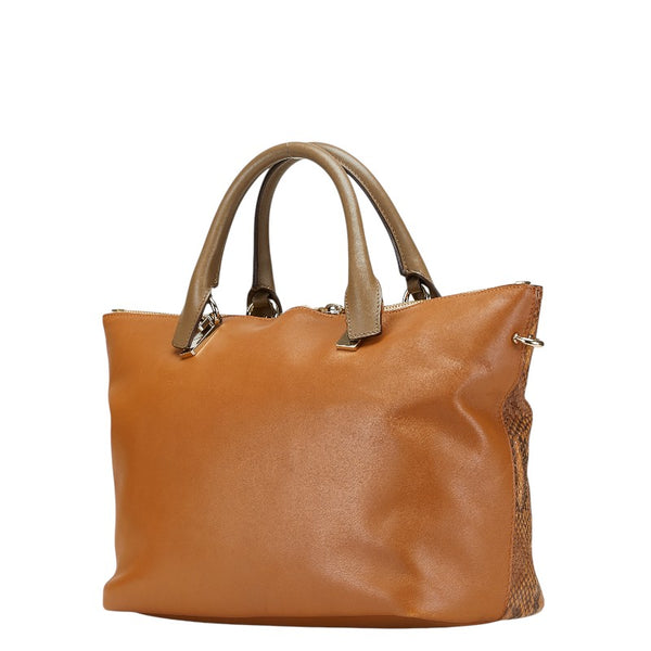 クロエ ハンドバッグ ショルダーバッグ 2WAY ブラウン レザー パイソン レディース Chloe 【中古】