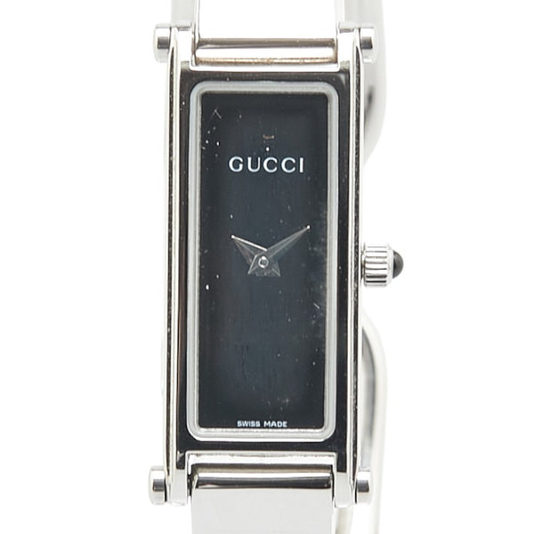 グッチ バングルウォッチ 1500L クオーツ ブラック文字盤 ステンレススチール レディース GUCCI 【中古】