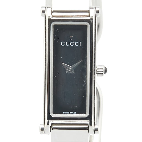 グッチ バングルウォッチ 1500L クオーツ ブラック文字盤 ステンレススチール レディース GUCCI 【中古】