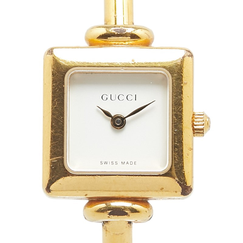 グッチ バングルウォッチ 1900L クオーツ ホワイト文字盤 ステンレススチール レディース GUCCI 【中古】