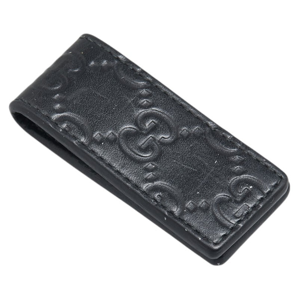 グッチ グッチシマ マネークリップ ブラック レザー メンズ GUCCI 【中古】