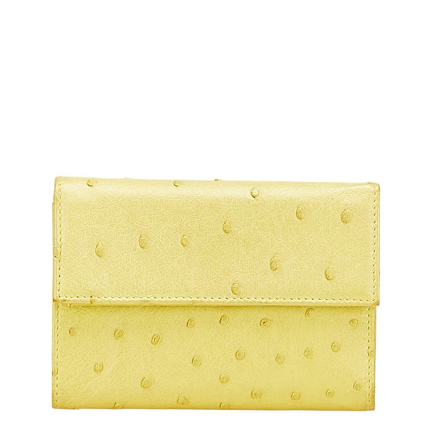 プラダ 三つ折り財布 イエロー オーストリッチ レディース PRADA 【中古】