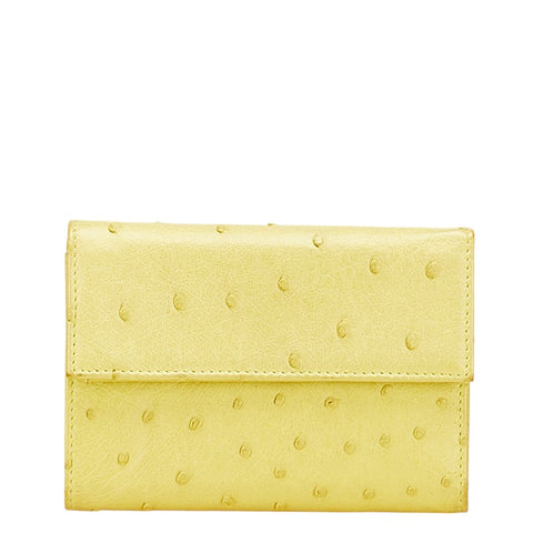 プラダ 三つ折り財布 イエロー オーストリッチ レディース PRADA 【中古】