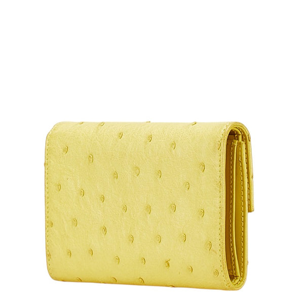 プラダ 三つ折り財布 イエロー オーストリッチ レディース PRADA 【中古】