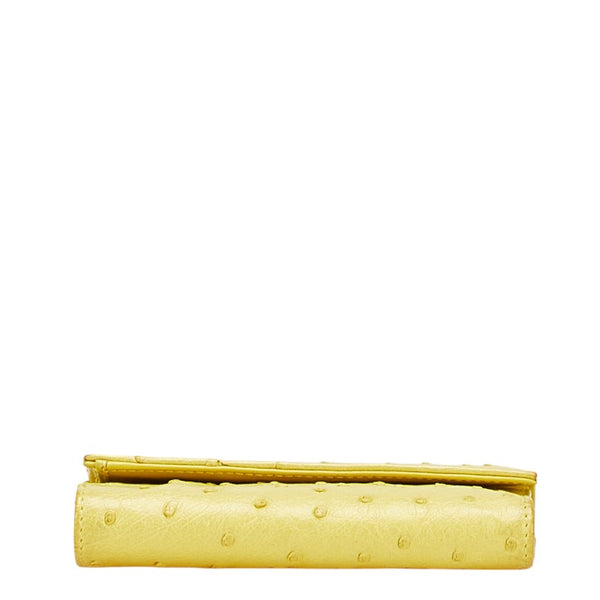プラダ 三つ折り財布 イエロー オーストリッチ レディース PRADA 【中古】