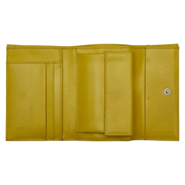 プラダ 三つ折り財布 イエロー オーストリッチ レディース PRADA 【中古】