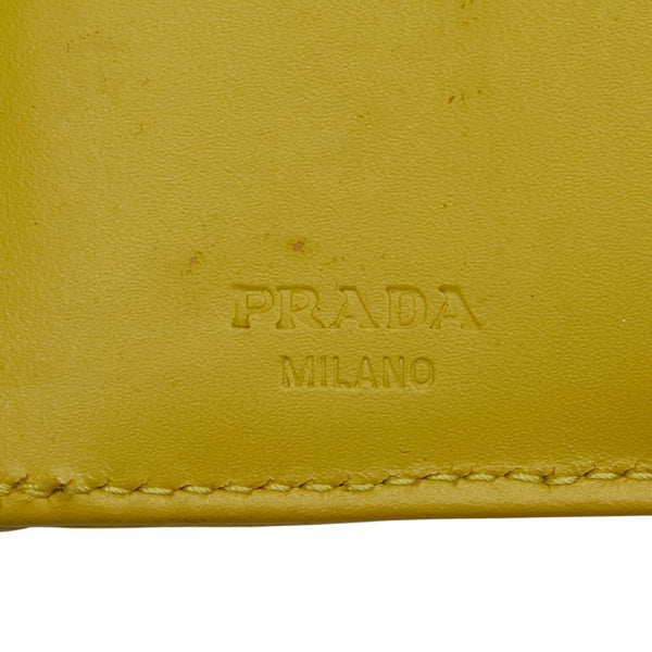 プラダ 三つ折り財布 イエロー オーストリッチ レディース PRADA 【中古】