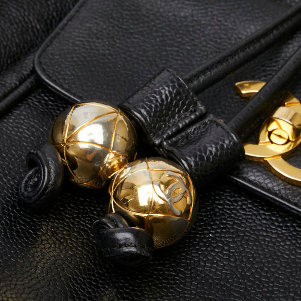 シャネル ココマーク 斜め掛け チェーン ショルダーバッグ ブラック キャビアスキン レディース CHANEL 【中古】