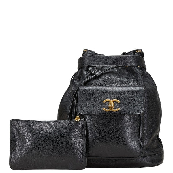 シャネル ココマーク 斜め掛け チェーン ショルダーバッグ ブラック キャビアスキン レディース CHANEL 【中古】