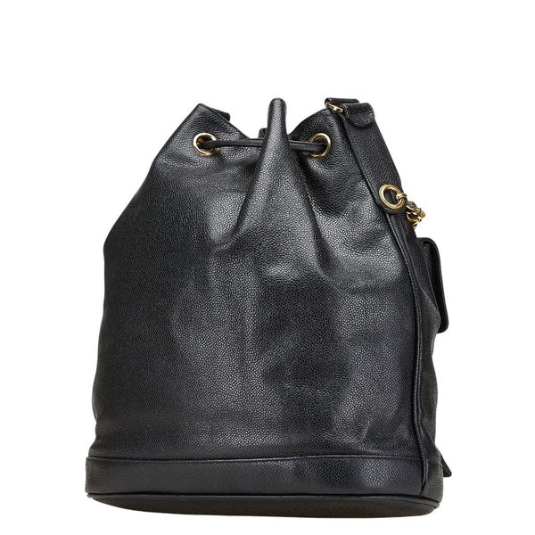 シャネル ココマーク 斜め掛け チェーン ショルダーバッグ ブラック キャビアスキン レディース CHANEL 【中古】