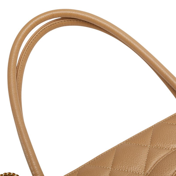 シャネル ココマーク マトラッセ 復刻トート トートバッグ ベージュ キャビアスキン レディース CHANEL 【中古】