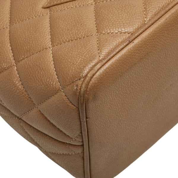 シャネル ココマーク マトラッセ 復刻トート トートバッグ ベージュ キャビアスキン レディース CHANEL 【中古】