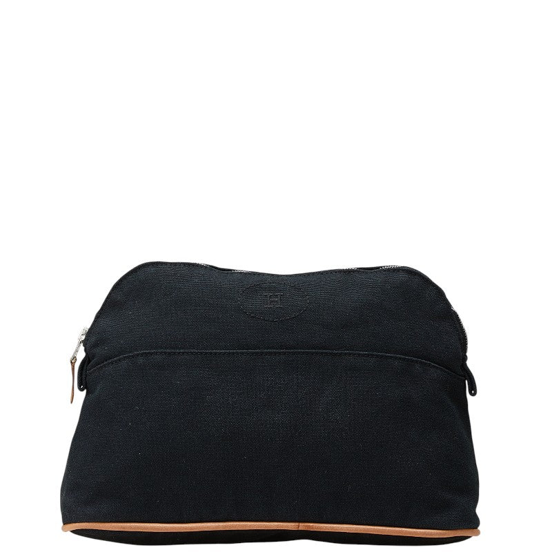 エルメス ボリードポーチMM ポーチ ブラック コットン レザー レディース HERMES 【中古】