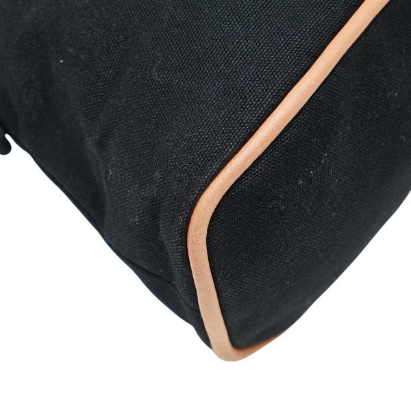 エルメス ボリードポーチMM ポーチ ブラック コットン レザー レディース HERMES 【中古】