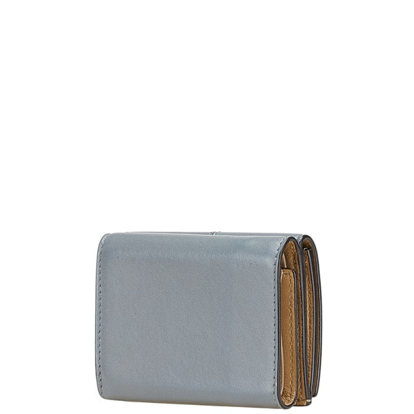 フェンディ ピーカブー スモールウォレット バイカラー 三つ折り財布 8M0415 グレー ベージュ レザー レディース FENDI 【中古】