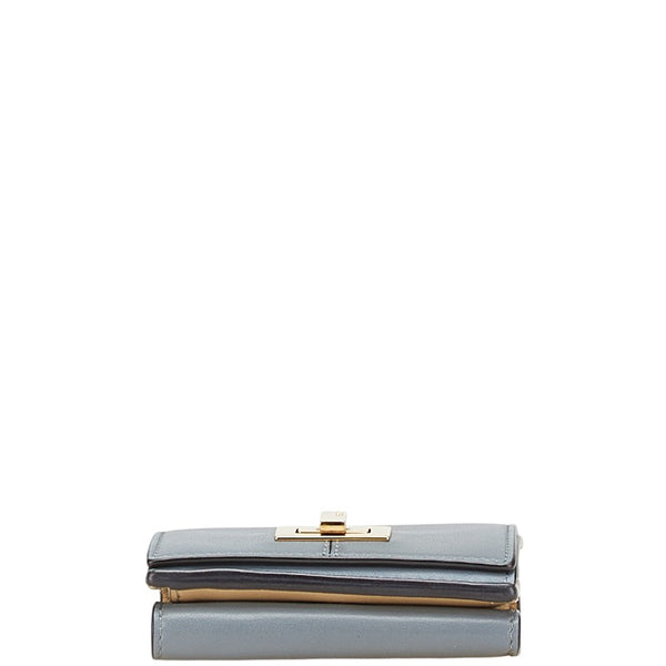 フェンディ ピーカブー スモールウォレット バイカラー 三つ折り財布 8M0415 グレー ベージュ レザー レディース FENDI 【中古】