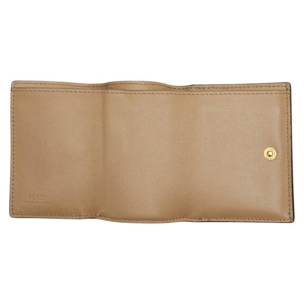 フェンディ ピーカブー スモールウォレット バイカラー 三つ折り財布 8M0415 グレー ベージュ レザー レディース FENDI 【中古】