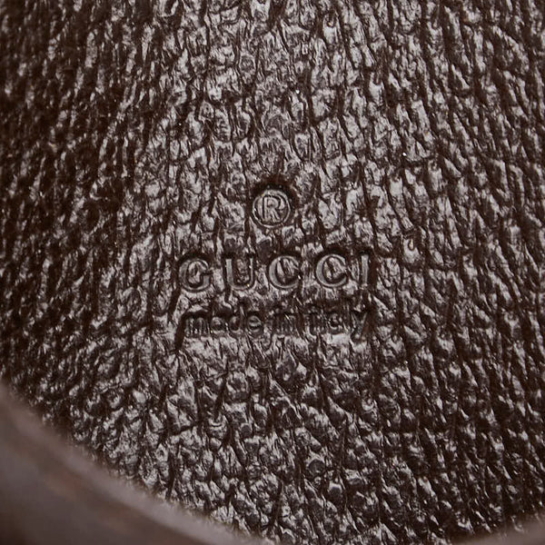 グッチ GGキャンバス ロゴプレート カードケース 131886 ベージュ ダークブラウン キャンバス レザー レディース GUCCI 【中古】