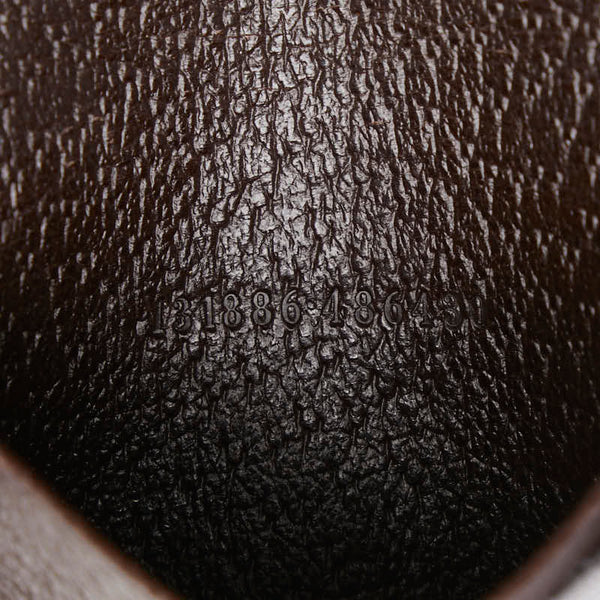 グッチ GGキャンバス ロゴプレート カードケース 131886 ベージュ ダークブラウン キャンバス レザー レディース GUCCI 【中古】