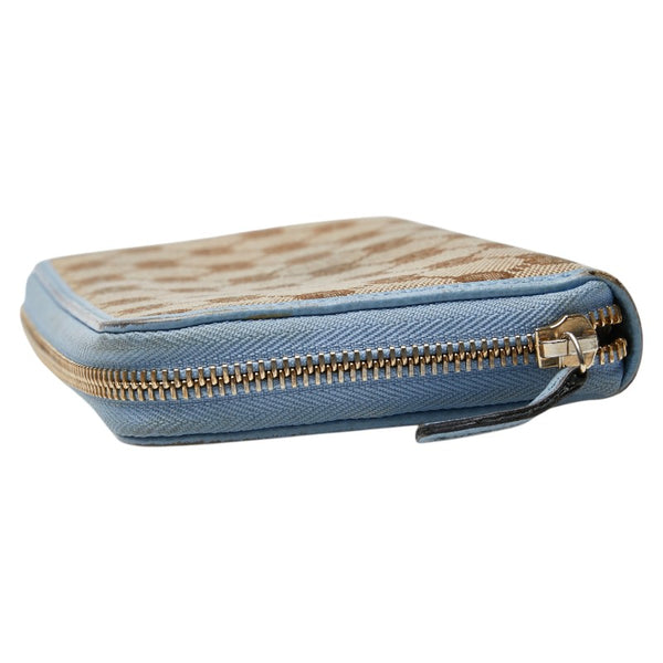 グッチ GGキャンバス ラウンドファスナー 長財布 363423 ベージュ ブルー レザー キャンバス レディース GUCCI 【中古】