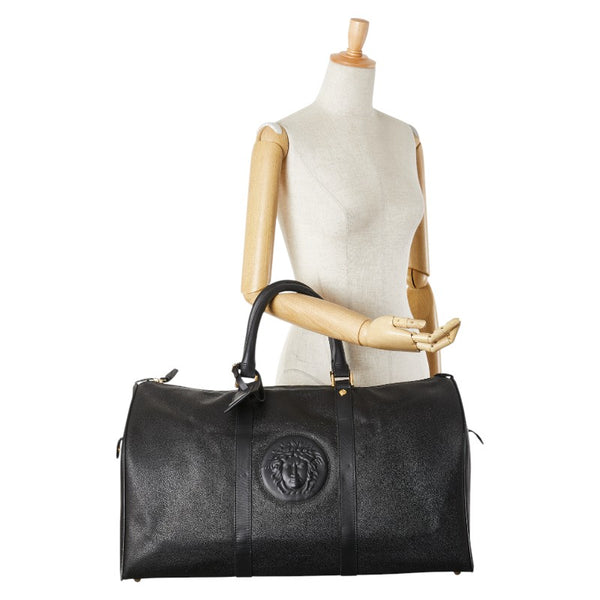 ヴェルサーチェ メデューサ ボストンバッグ ブラック レザー レディース VERSACE 【中古】