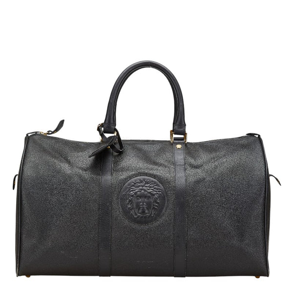 ヴェルサーチェ メデューサ ボストンバッグ ブラック レザー レディース VERSACE 【中古】