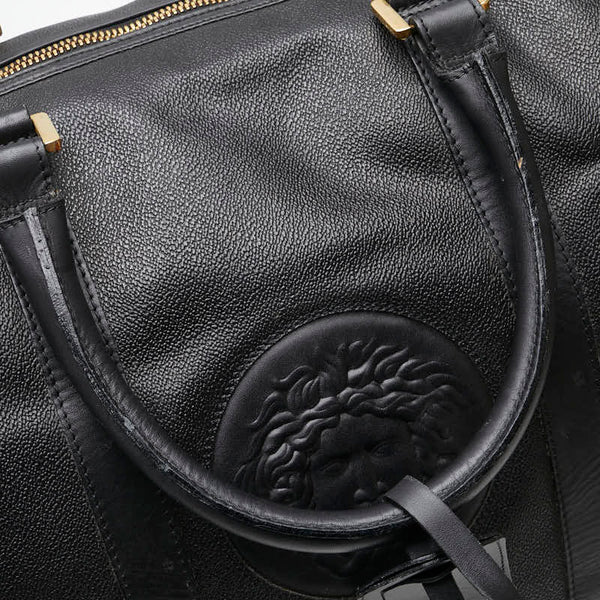 ヴェルサーチェ メデューサ ボストンバッグ ブラック レザー レディース VERSACE 【中古】