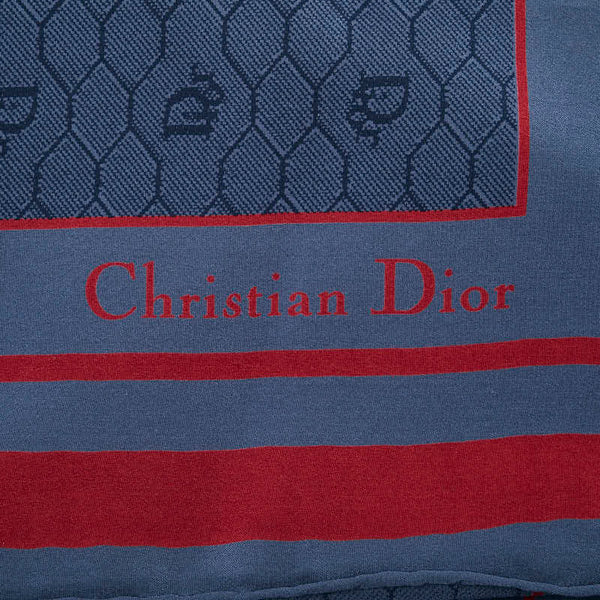 ディオール ハニカム ロゴ スカーフ ネイビー レッド シルク レディース Dior 【中古】
