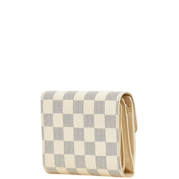 ルイ ヴィトン ダミエ アズール ポルトフォイユ ジョイ 三つ折り財布 N60030 ホワイト PVC レザー レディース LOUIS VUITTON 【中古】