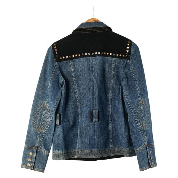 ルイ ヴィトン LVスタッズ デニムジャケット サイズ：40 ブルー ブラック コットン ウール レディース LOUIS VUITTON 【中古】