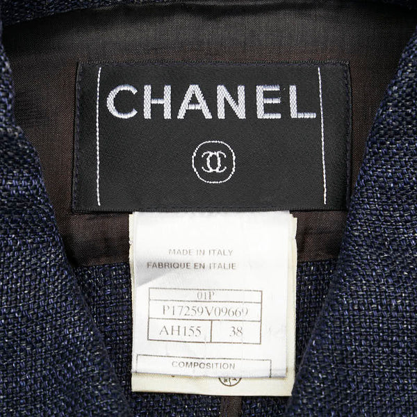 シャネル ココマークボタン レース ジャケット サイズ：38 P17259V09669 インディゴブルー リネン レディース CHANEL 【中古】