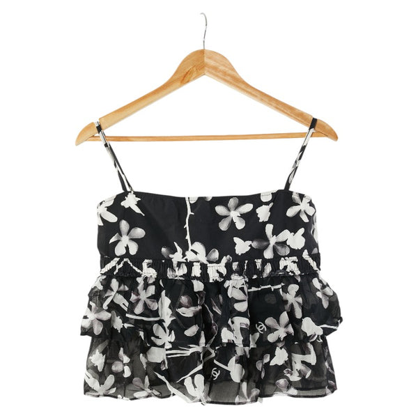 シャネル ココマーク 総柄 キャミソール サイズ：44 P23470W0334 ブラック ホワイト ナイロン スパンデックス レディース CHANEL 【中古】