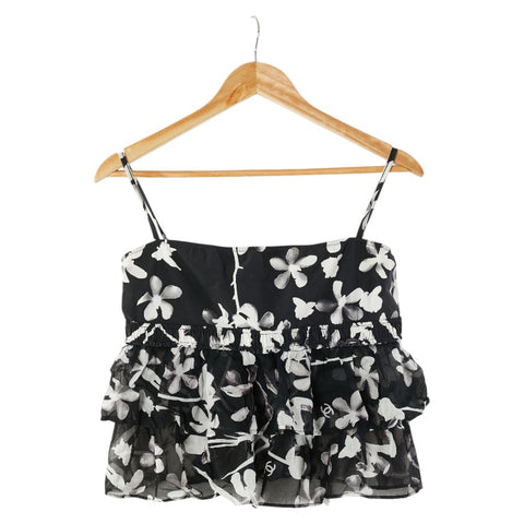 シャネル ココマーク 総柄 キャミソール サイズ：44 P23470W0334 ブラック ホワイト ナイロン スパンデックス レディース CHANEL 【中古】