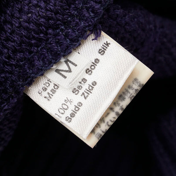 エルメス バイカラー ニット セーター モックネック サイズ：M ライトパープル ネイビー シルク メンズ HERMES 【中古】