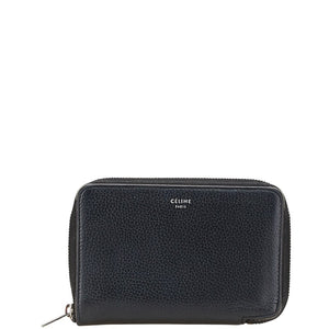 セリーヌ 二つ折り財布 ブラック レザー レディース CELINE 【中古】