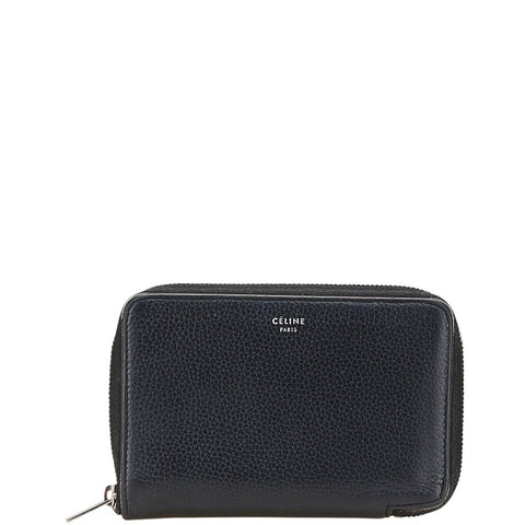 セリーヌ 二つ折り財布 ブラック レザー レディース CELINE 【中古】