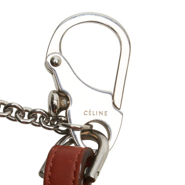 セリーヌ バッグチャーム キーホルダー ブラウン レザー レディース CELINE 【中古】