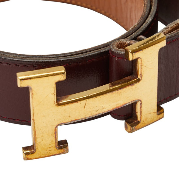 エルメス コンスタンスH ベルト ボルドー ワインレッド ボックスカーフ メンズ HERMES 【中古】