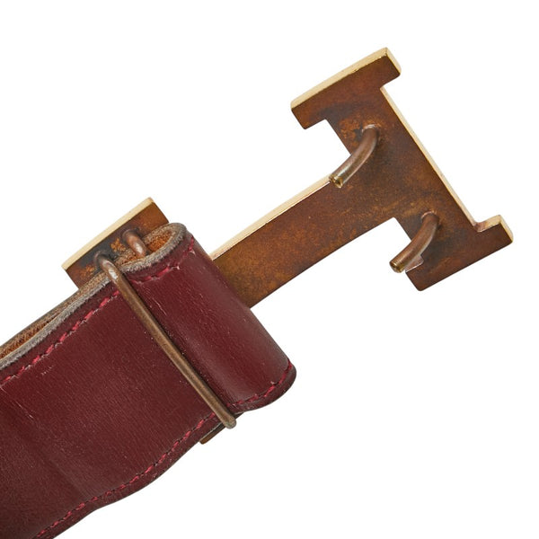 エルメス コンスタンスH ベルト ボルドー ワインレッド ボックスカーフ メンズ HERMES 【中古】