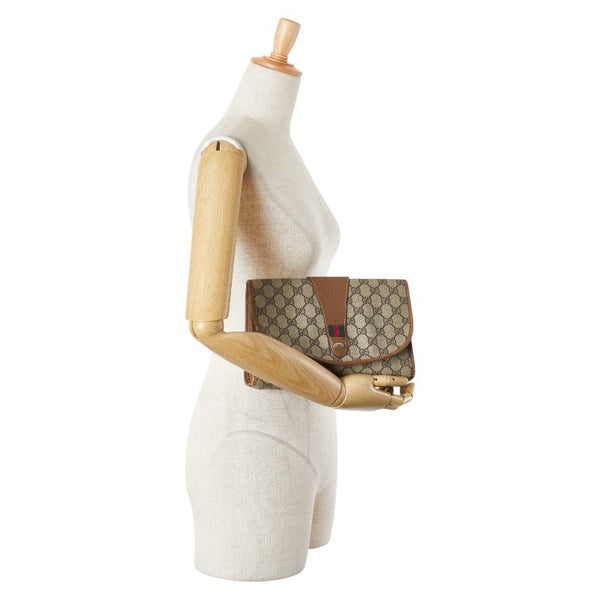 グッチ オールドグッチ GGスプリーム シェリーライン クラッチバッグ セカンドバッグ ベージュ マルチカラー PVC レザー レディース GUCCI 【中古】