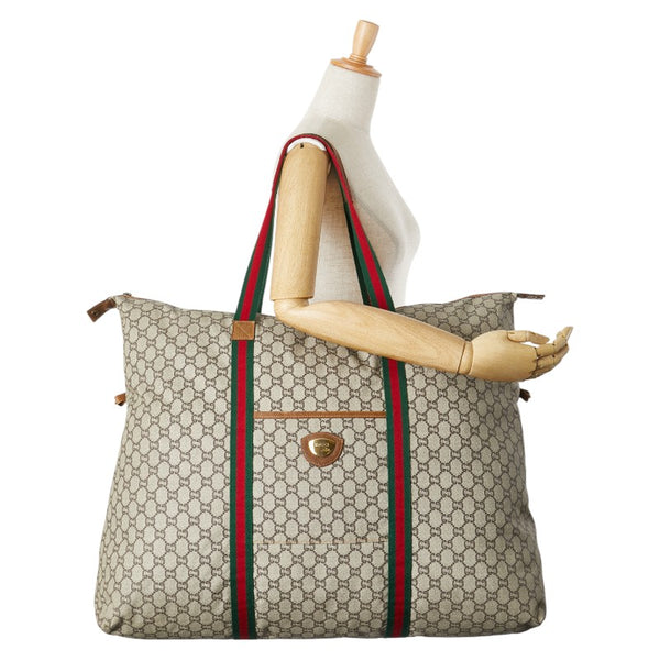 グッチ グッチプラス GGプラス ボストンバッグ ベージュ マルチカラー PVC レザー レディース GUCCI 【中古】