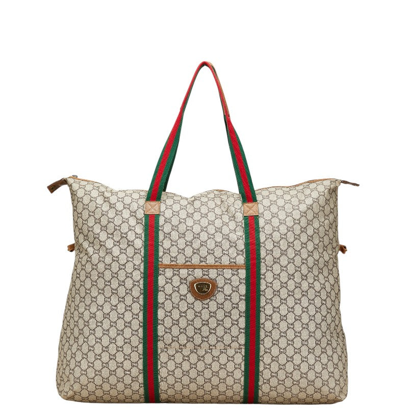 グッチ グッチプラス GGプラス ボストンバッグ ベージュ マルチカラー PVC レザー レディース GUCCI 【中古】