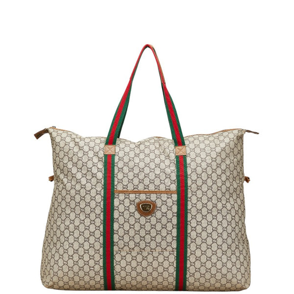 グッチ グッチプラス GGプラス ボストンバッグ ベージュ マルチカラー PVC レザー レディース GUCCI 【中古】