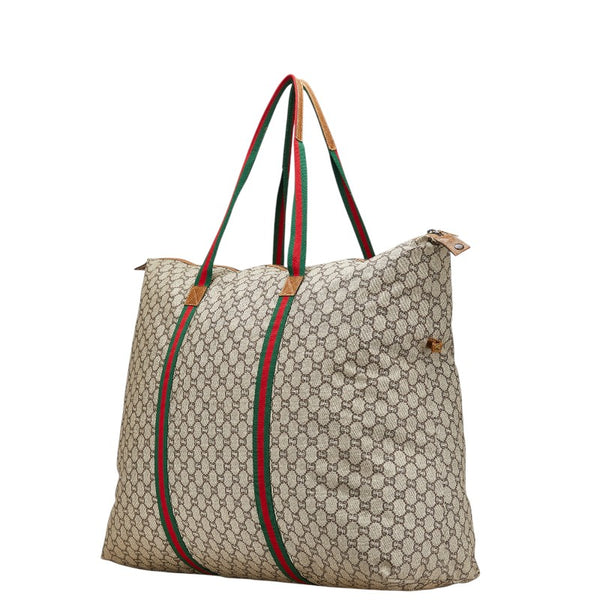 グッチ グッチプラス GGプラス ボストンバッグ ベージュ マルチカラー PVC レザー レディース GUCCI 【中古】