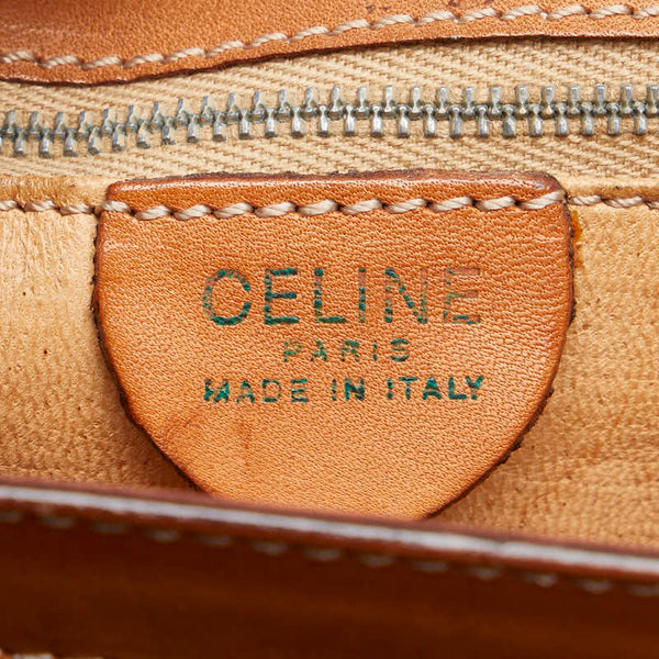 セリーヌ マカダム 斜め掛け ショルダーバッグ ブラウン PVC レザー レディース CELINE 【中古】