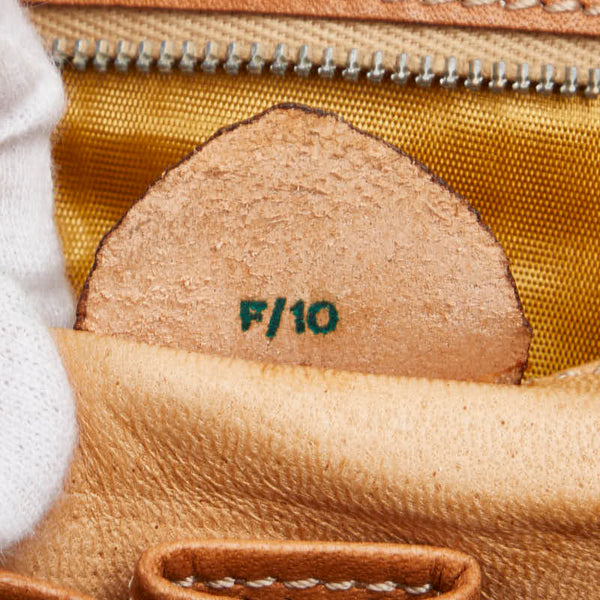 セリーヌ マカダム 斜め掛け ショルダーバッグ ブラウン PVC レザー レディース CELINE 【中古】