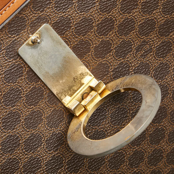 セリーヌ マカダム 斜め掛け ショルダーバッグ ブラウン PVC レザー レディース CELINE 【中古】