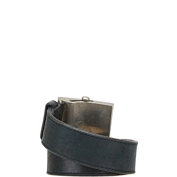 プラダ ロゴ バックル ベルト ブラック レザー メタル レディース PRADA 【中古】