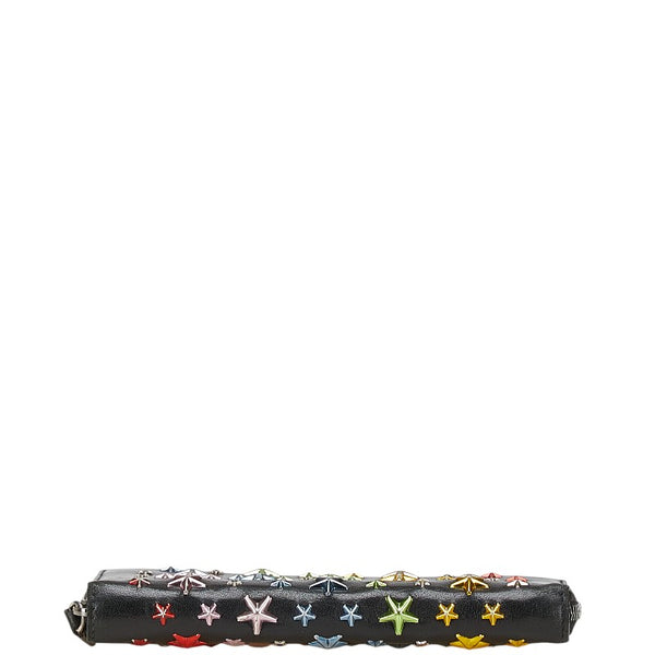 ジミーチュウ 10周年記念 スタースタッズ フィリパ ラウンドファスナー 長財布 ブラック マルチカラー レザー レディース JIMMY CHOO 【中古】
